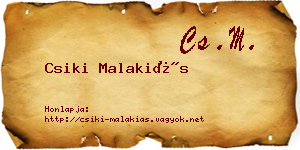 Csiki Malakiás névjegykártya