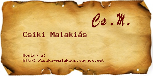 Csiki Malakiás névjegykártya